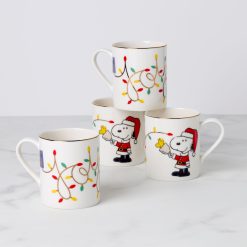 Lenox Westmore Snoopy Christmas Mugs, Set of 4