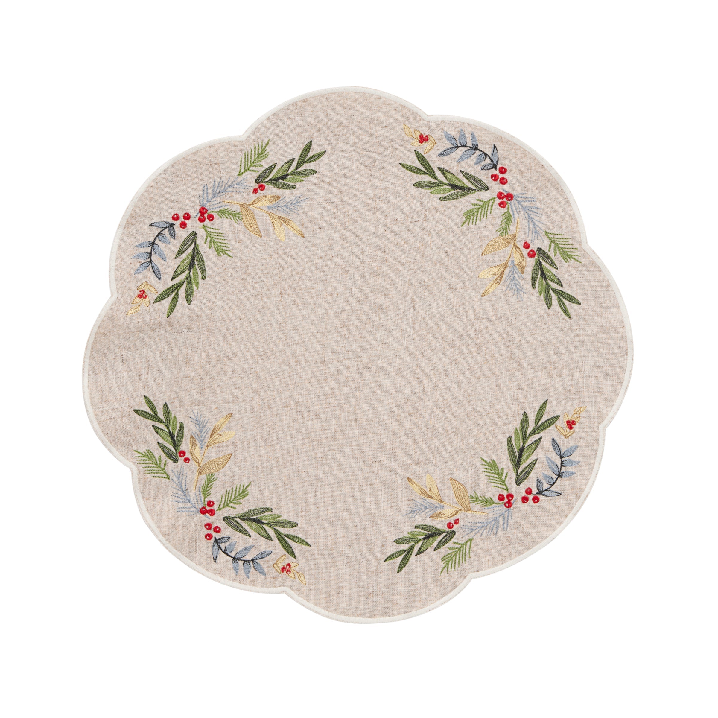 Lenox Westmore French Perle Holly Embroidered Placemats - Set Of 4 - Image 3