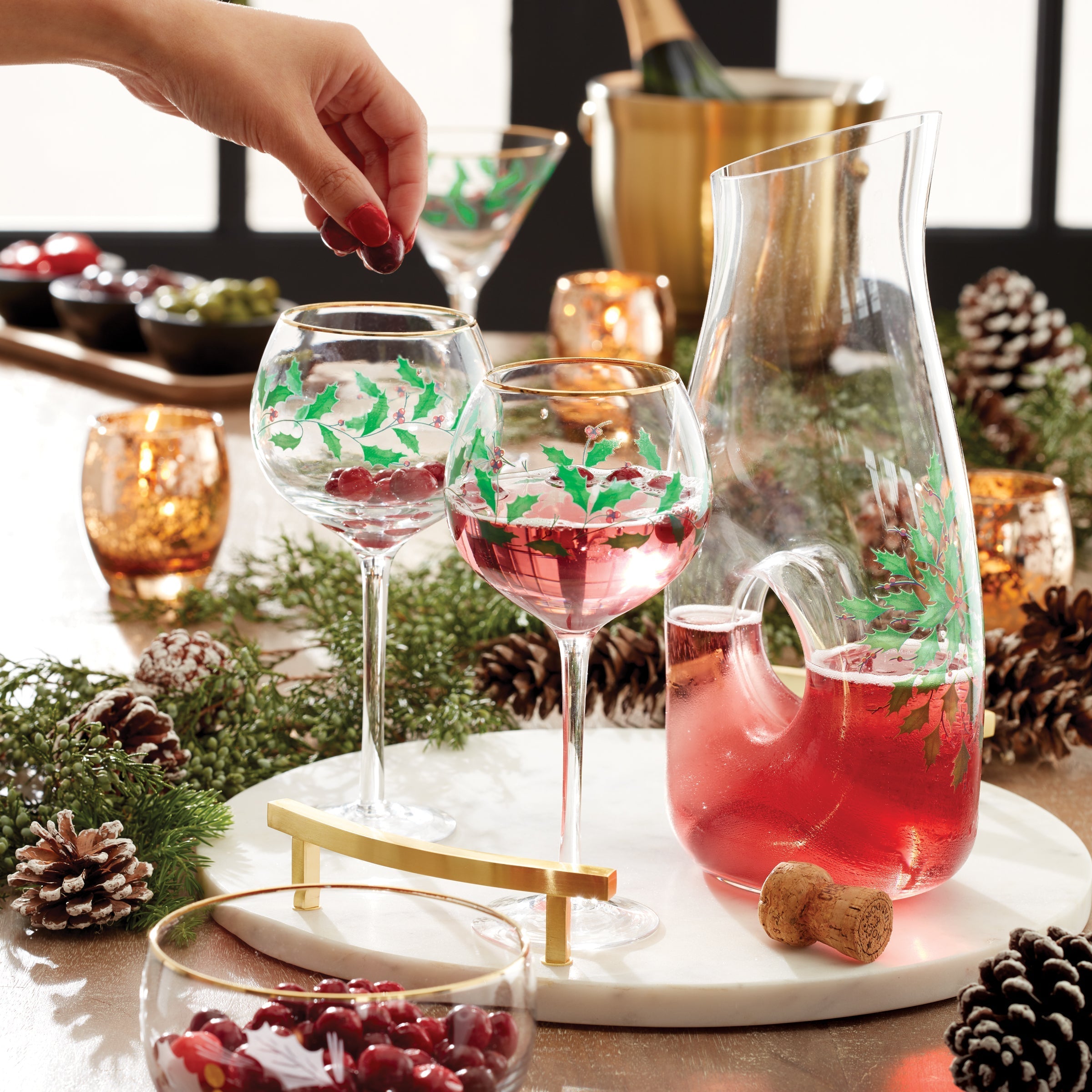 Lenox Westmore Holiday 3-Piece Decanter & Wine Glass Set - Image 2