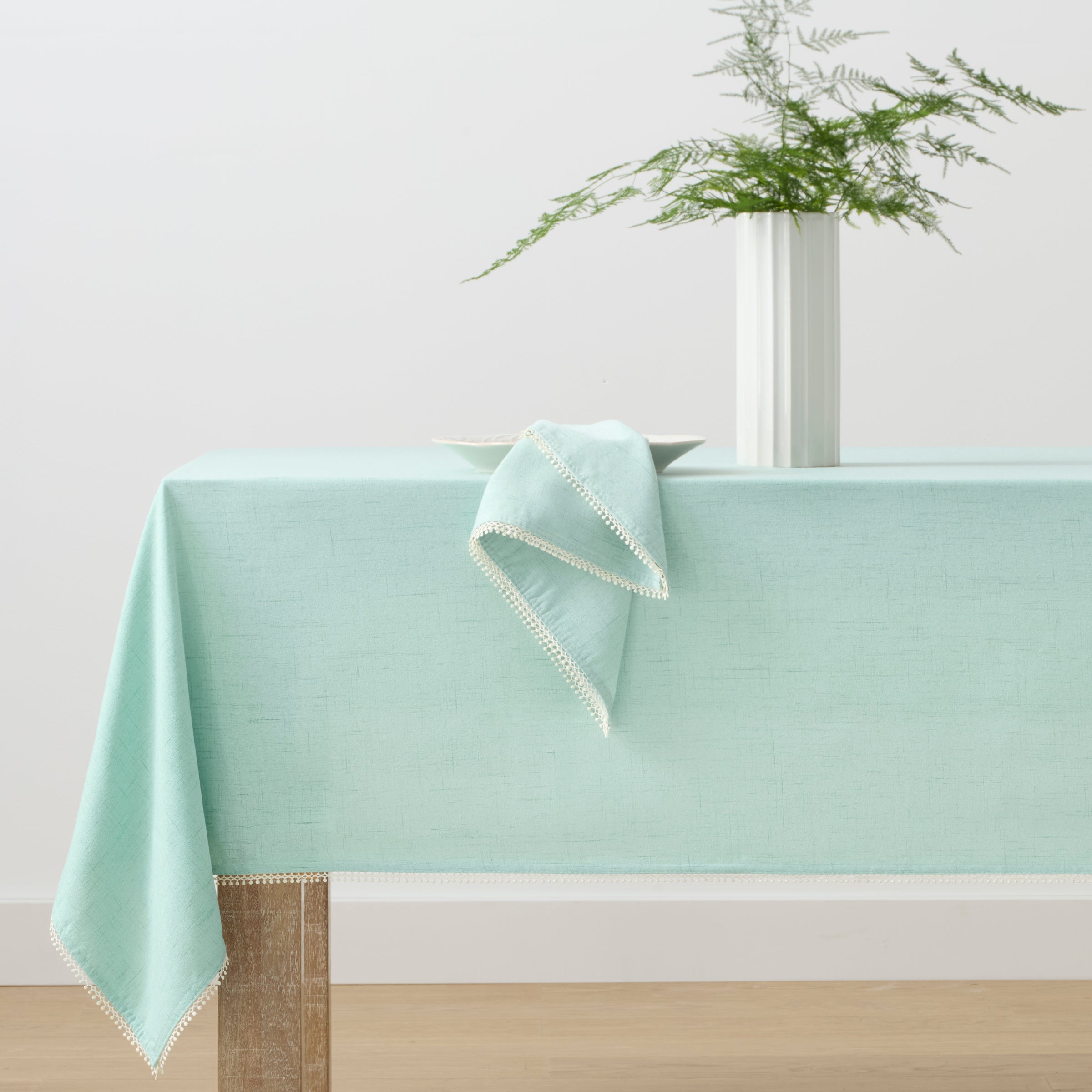 Lenox Westmore French Perle Solid Ice Blue 52x70 Tablecloth - Image 2