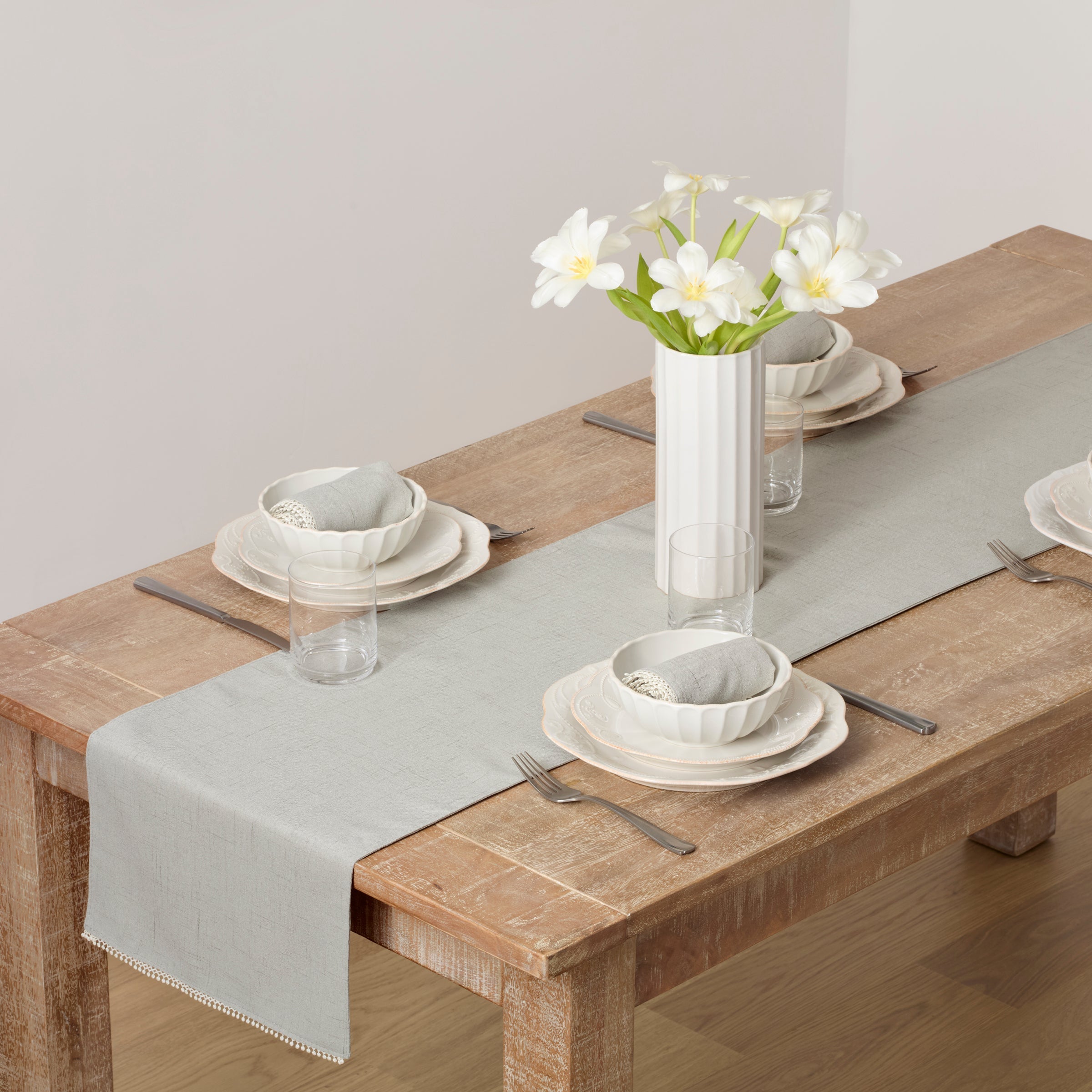 Lenox Westmore French Perle Dove Grey 70x14 Table Runner