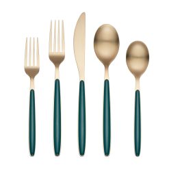 Alternative view of Lenox Westmore Kiernan Champagne Satin Green Handle 20-Piece Flatware Set