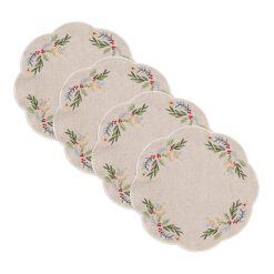 Lenox Westmore French Perle Holly Embroidered Placemats - Set Of 4
