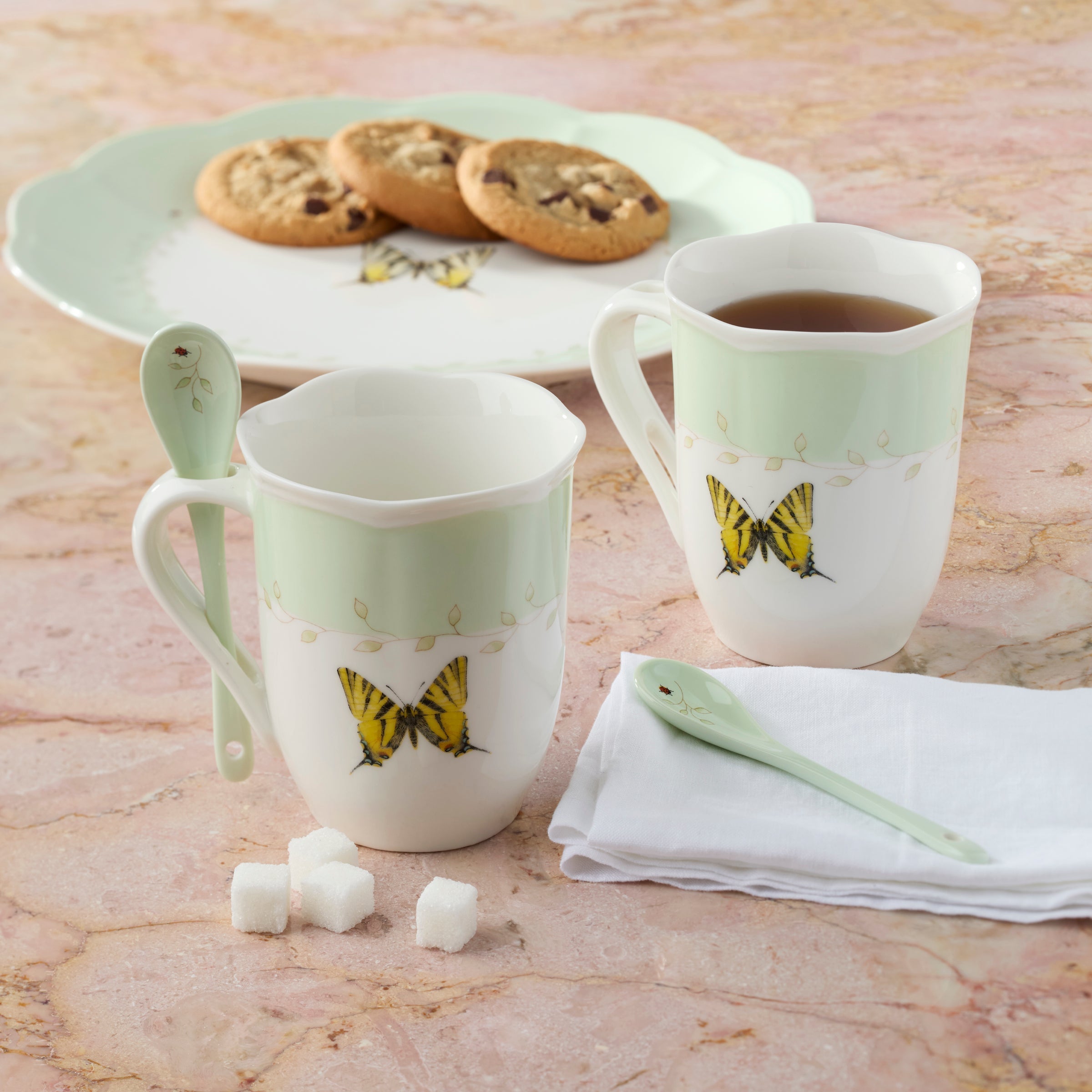 Lenox Westmore Butterfly Meadow Green Mugs with Spoons, Set of 2 - Image 5