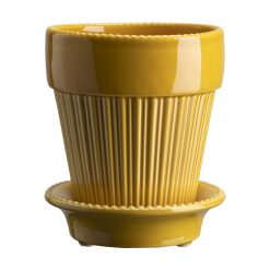 Lenox Westmore Simona Glazed Amber Yellow 12cm Pot with Saucer