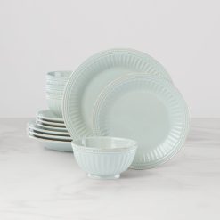 Lenox Westmore French Perle Groove Ice Blue 12-Piece Place Setting
