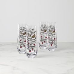 Lenox Westmore Make Merry Stemless Flute Glasses, Set of 4