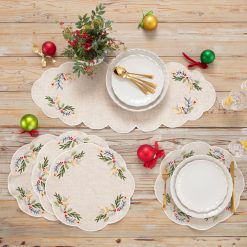 Alternative view of Lenox Westmore French Perle Holly Embroidered Placemats - Set Of 4