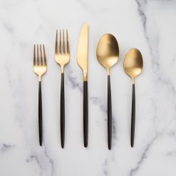 Lenox Westmore Gaze Black Champagne Satin 20-Piece Flatware Set
