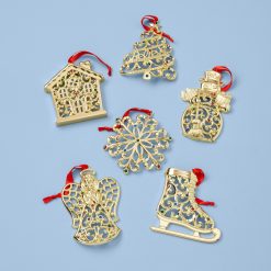 Lenox Westmore Sparkle & Scroll Gold Ornaments, Set of 6