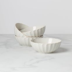 Lenox Westmore French Perle Scallop White All-Purpose Bowls, Set of 4
