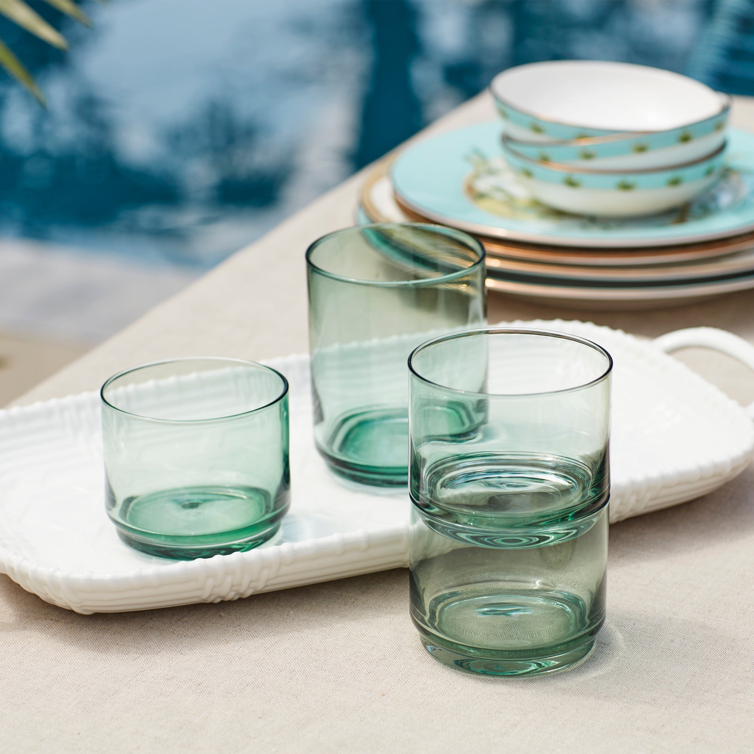 Lenox Westmore Tuscany Classics Stackable Green Short Glasses, Set of 4 - Image 3