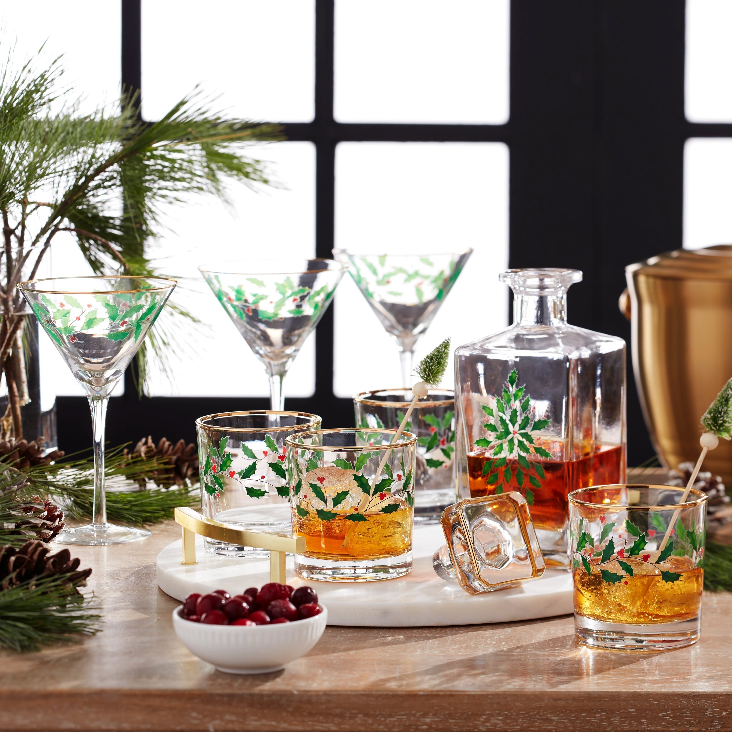 Lenox Westmore Holiday 5-Piece Decanter & Whiskey Glass Set - Image 3