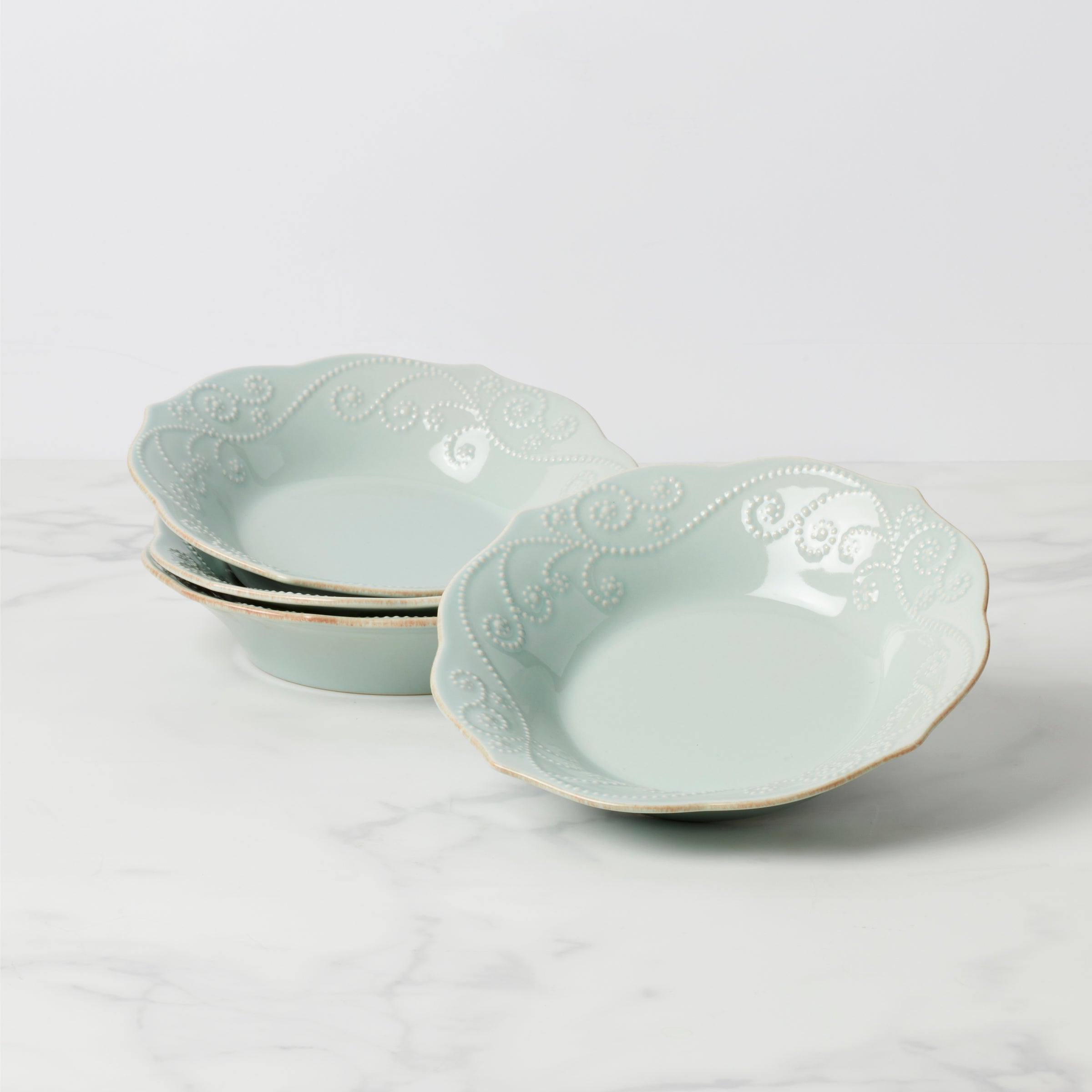 Lenox Westmore French Perle Ice Blue Pasta Bowls, Set of 4