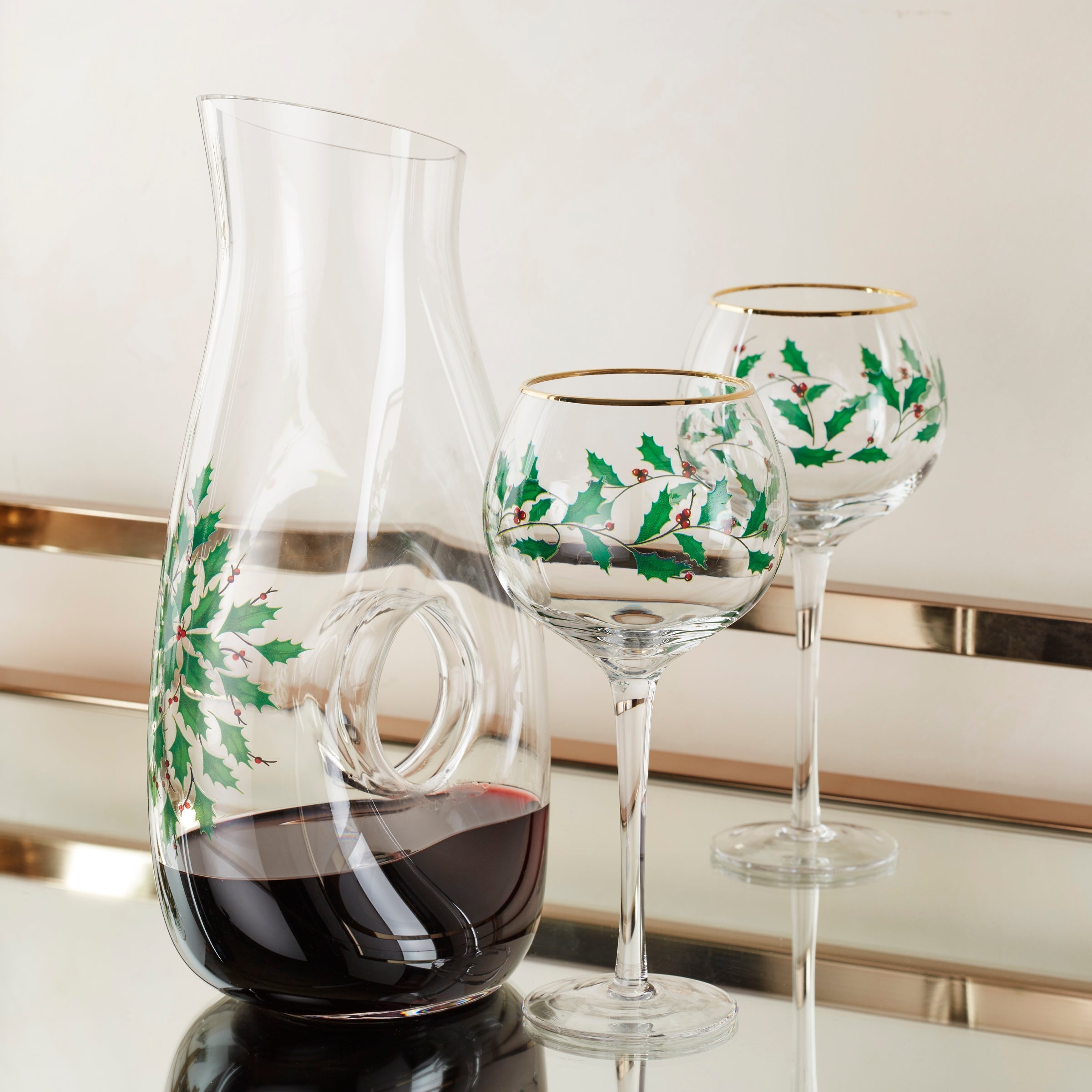 Lenox Westmore Holiday 3-Piece Decanter & Wine Glass Set - Image 4