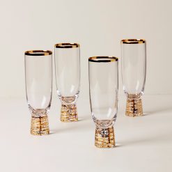 Lenox Westmore Tuscany Classics Gold Frost Flute Glasses, Set of 4