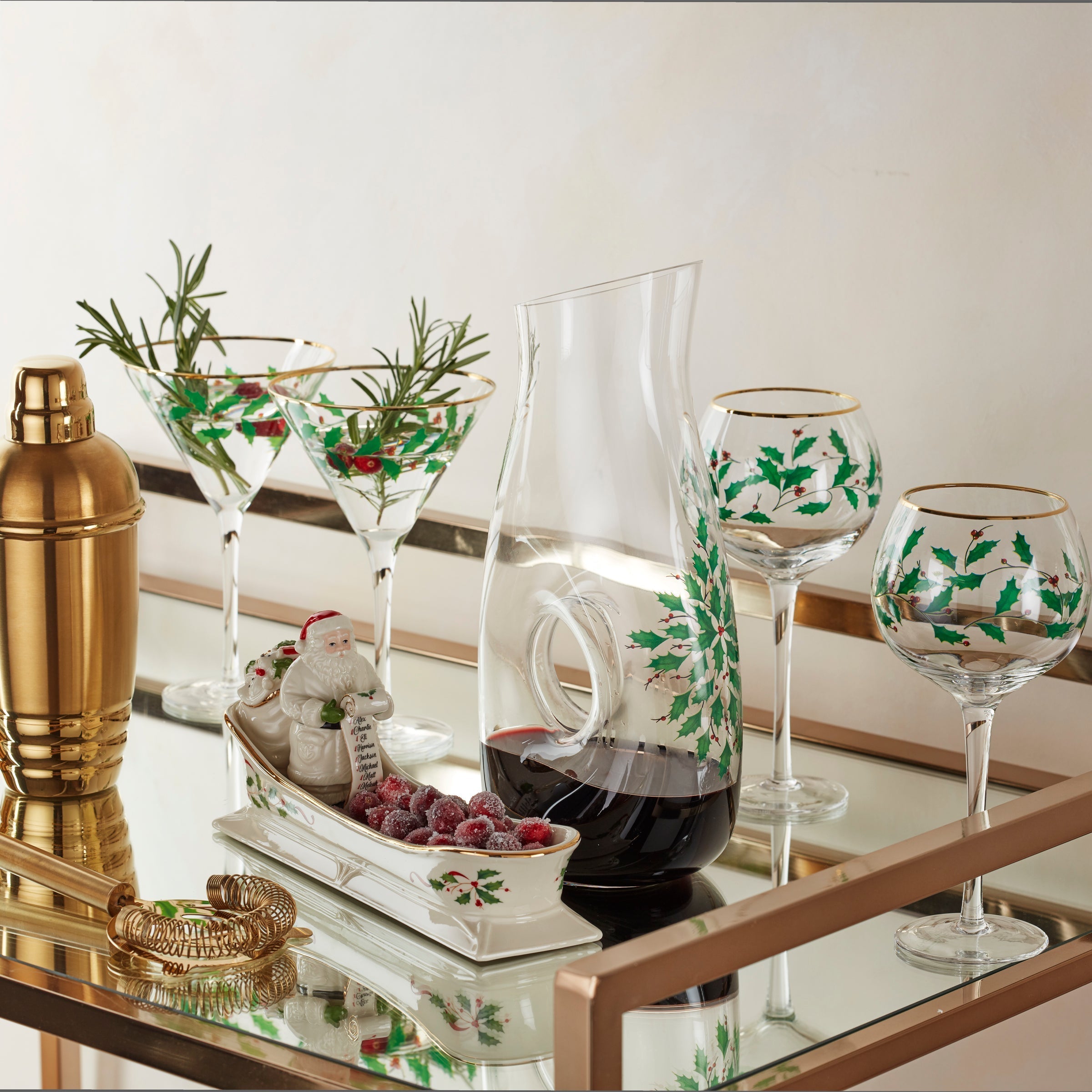 Lenox Westmore Holiday 3-Piece Decanter & Wine Glass Set - Image 3