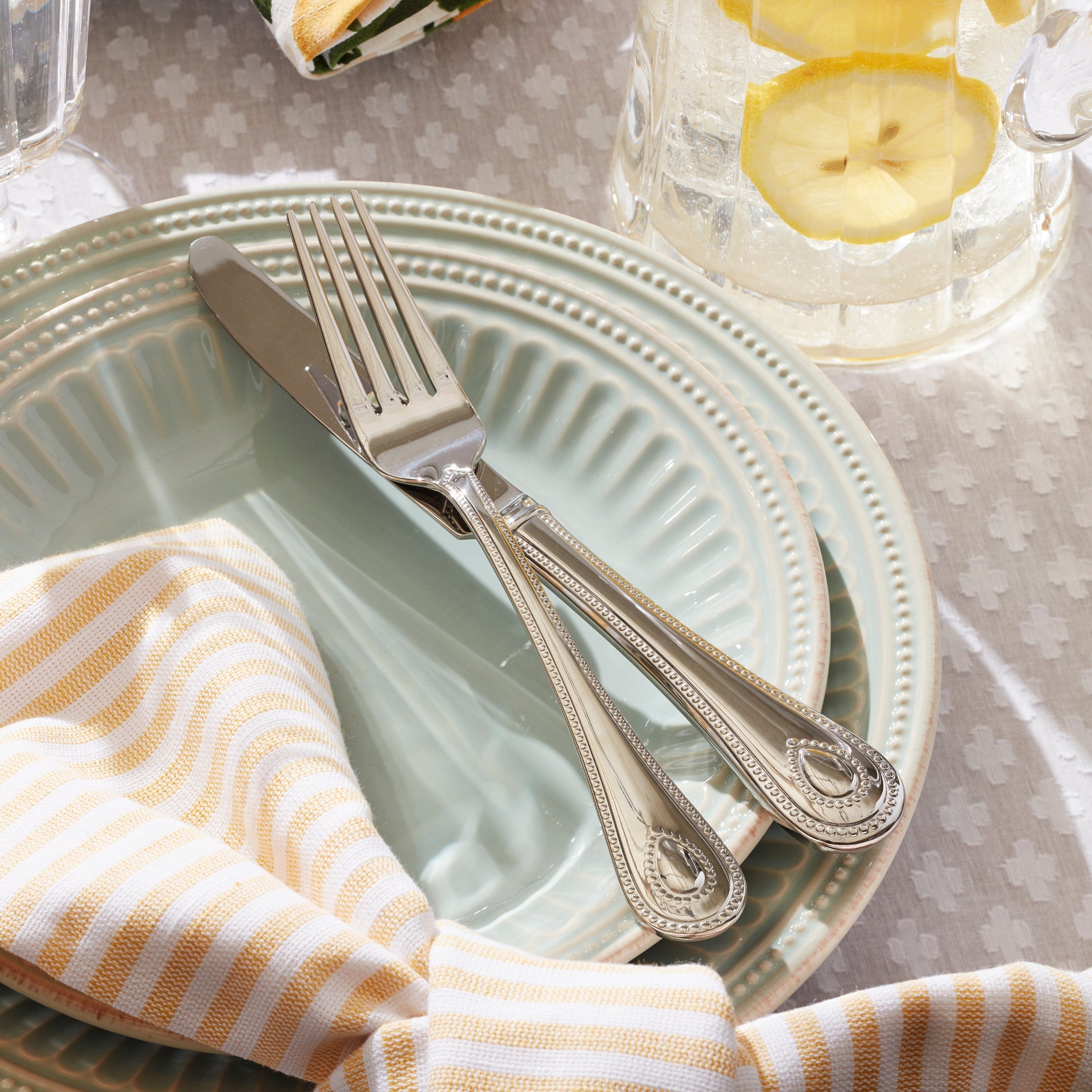Lenox Westmore French Perle Groove Ice Blue 12-Piece Place Setting - Image 4
