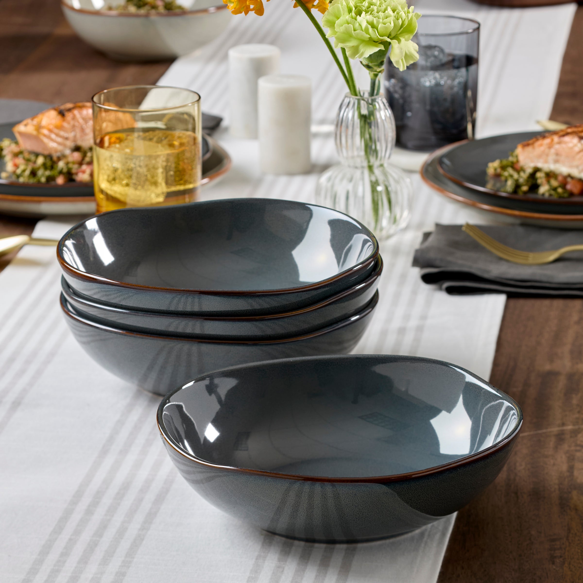 Lenox Westmore Organic Shades Gray Pasta Bowls, Set of 4 - Image 2