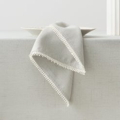 Lenox Westmore French Perle Solid Dove Grey Dinner Napkins, Set of 4
