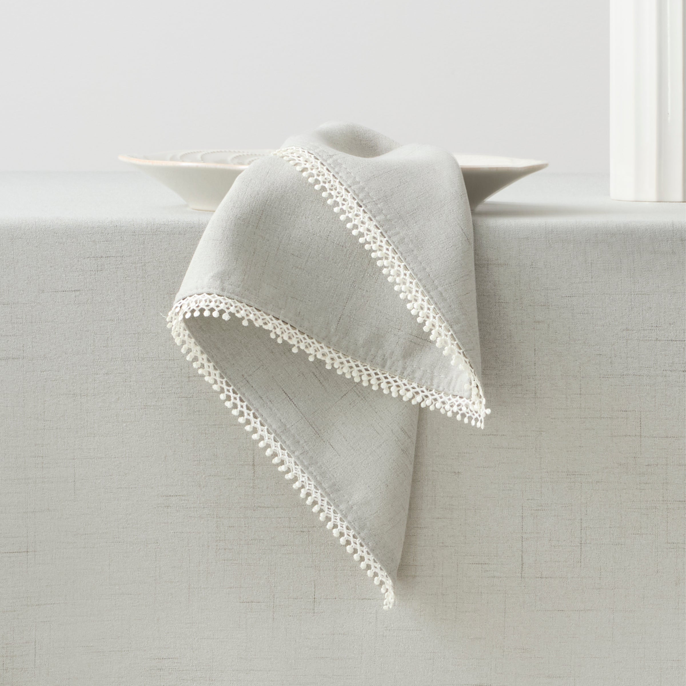 Lenox Westmore French Perle Solid Dove Grey Dinner Napkins, Set of 4
