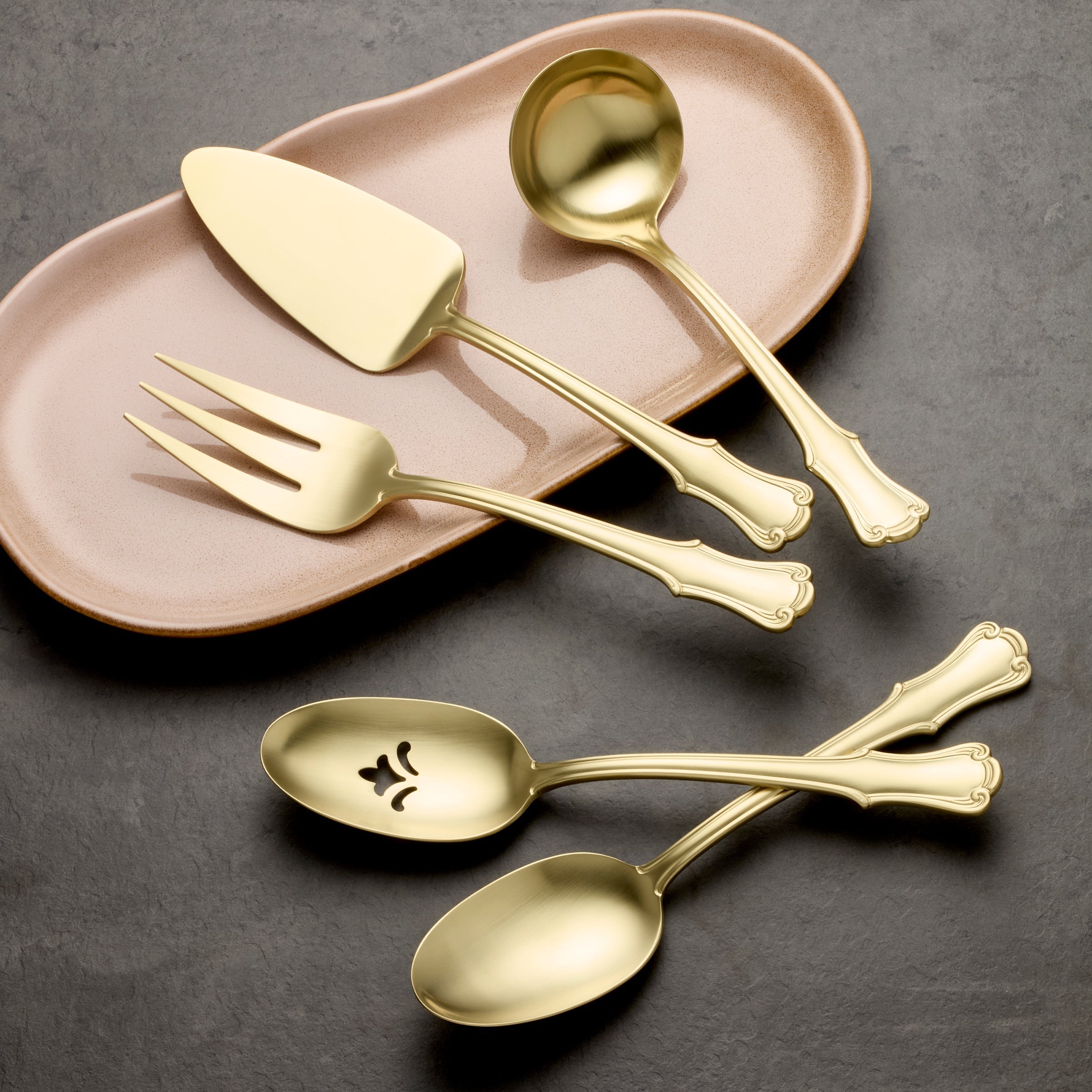 Lenox Westmore James Street Champagne Satin 5 Piece Hostess Set - Image 2
