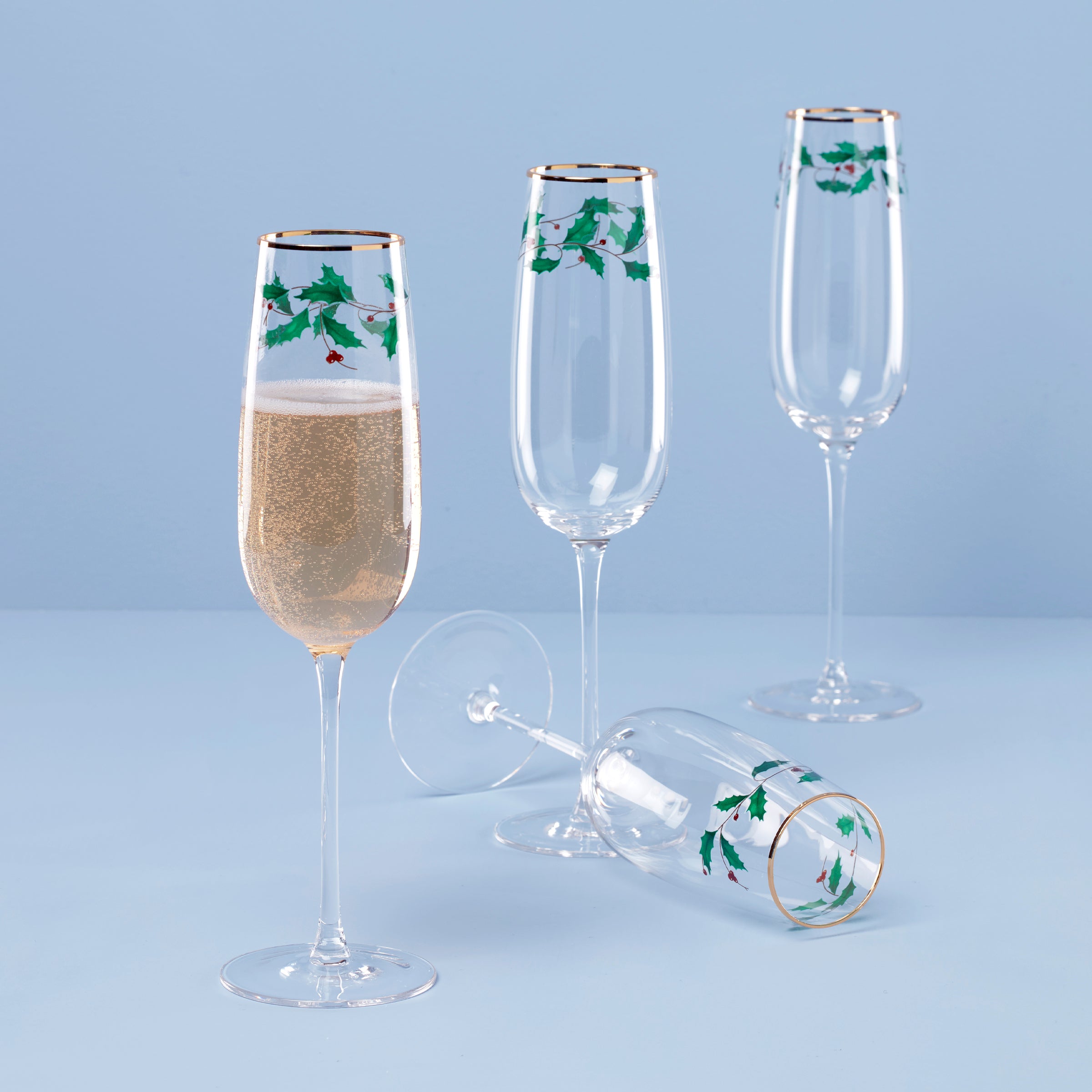 Lenox Westmore Holiday Decal Flute Glasses, Set of 4 - Image 2