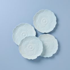 Lenox Westmore Butterfly Meadow Floral Blue Accent Plates, Set of 4