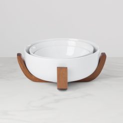 Lenox Westmore 24 Seven White 3-Piece Nesting Bowl Set with Wood Stand