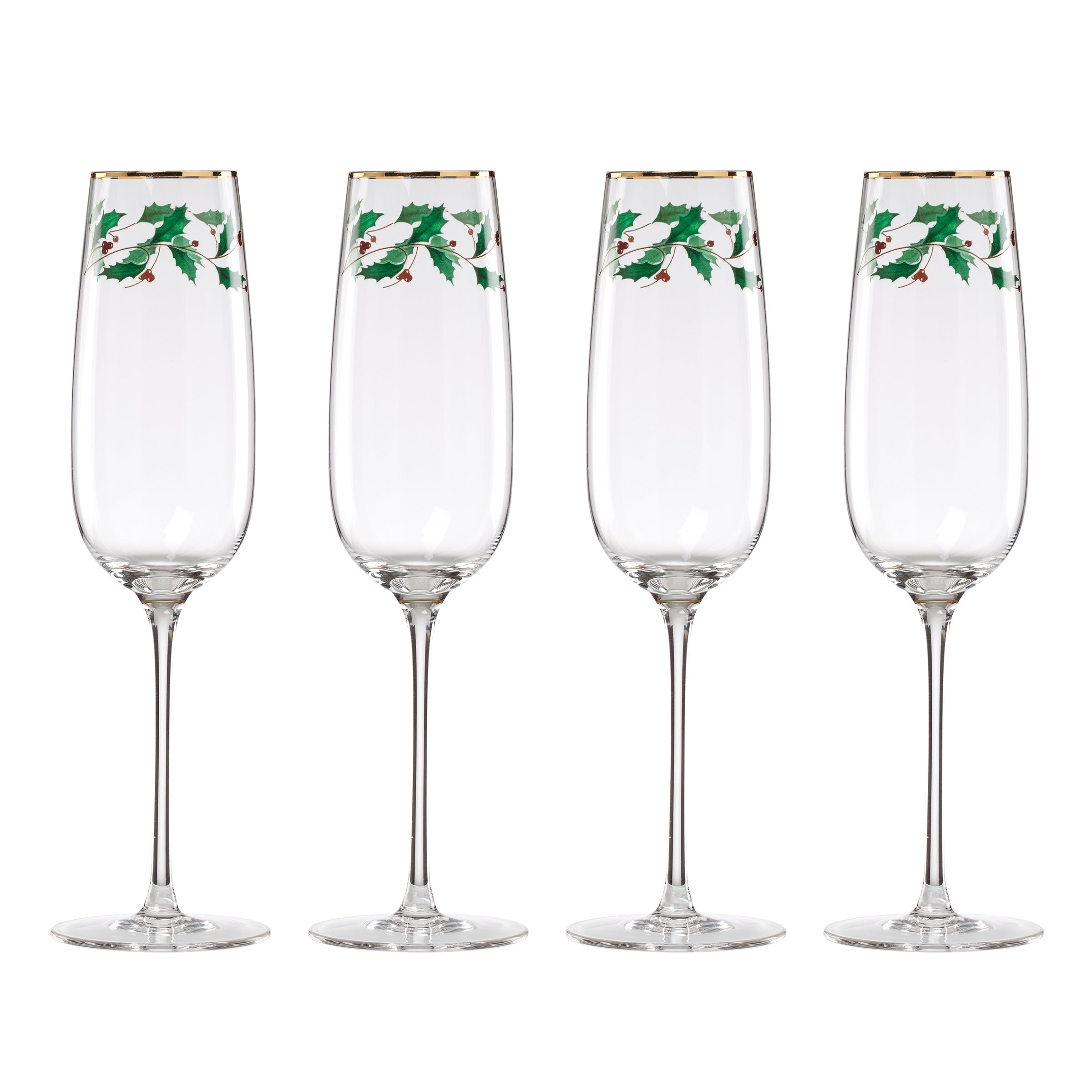 Lenox Westmore Holiday Decal Flute Glasses, Set of 4 - Image 6