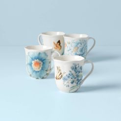 Lenox Westmore Butterfly Meadow Blue Mugs, Set of 4