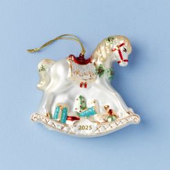 Lenox Westmore 2025 Blown Glass Baby's 1st Rocking Horse Ornament