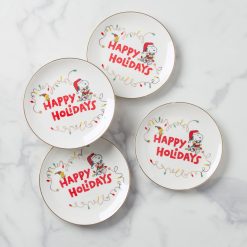 Lenox Westmore Snoopy Christmas Accent Plates, Set of 4