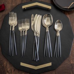 Alternative view of Lenox Westmore Gaze Black Champagne Satin 20-Piece Flatware Set