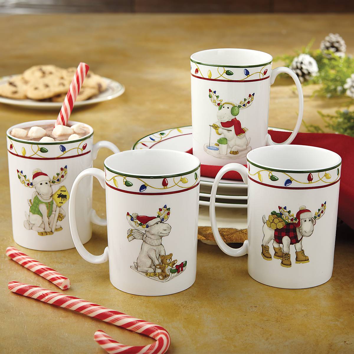 Lenox Westmore Merry Marcel Moose Mugs, Set of 4 - Image 3
