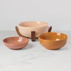 Alternative view of Lenox Westmore 24 Seven Sunbaked 3-Piece Nesting Bowl Set with Wood Stand