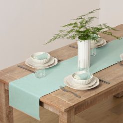 Lenox Westmore French Perle Solid Ice Blue 14x90 Table Runner