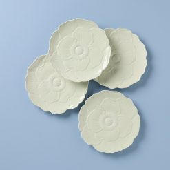 Lenox Westmore Butterfly Meadow Floral Green Accent Plates, Set of 4