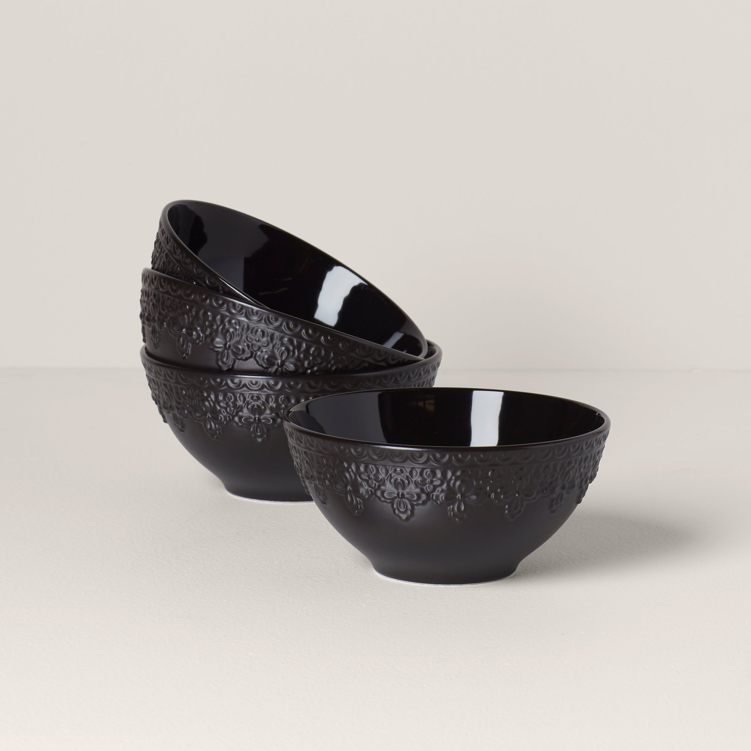 Lenox Westmore Chelse Muse Fleur Black All-Purpose Bowls, Set of 4