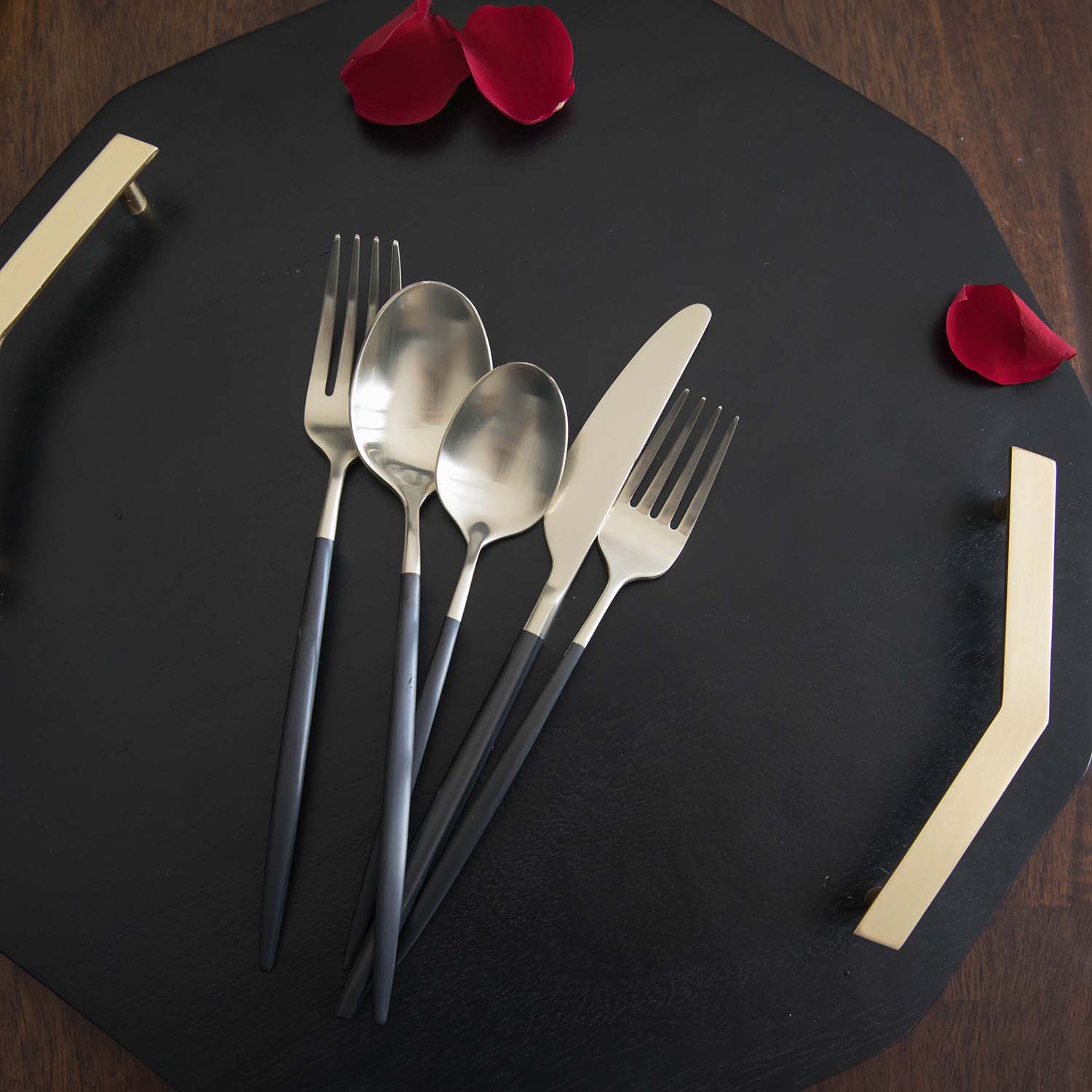 Lenox Westmore Gaze Black Champagne Satin 20-Piece Flatware Set - Image 3
