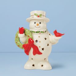 Alternative view of Lenox Westmore Happy Holly Days Snowman Holding Wreath Figurine