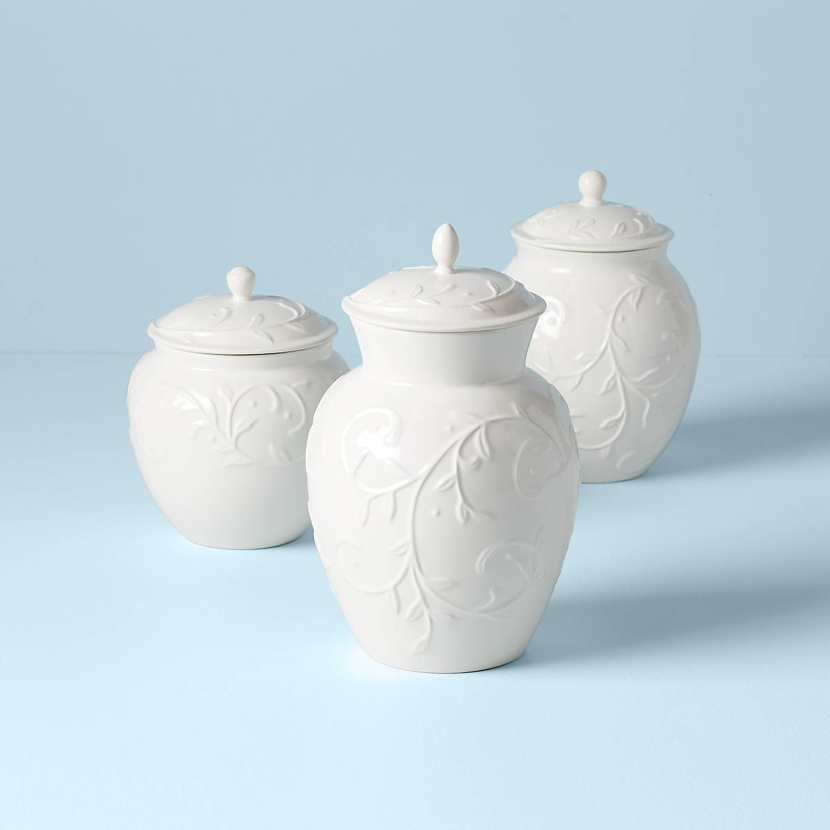 Lenox Westmore Opal Innocence Carved 3-Piece Canister Set