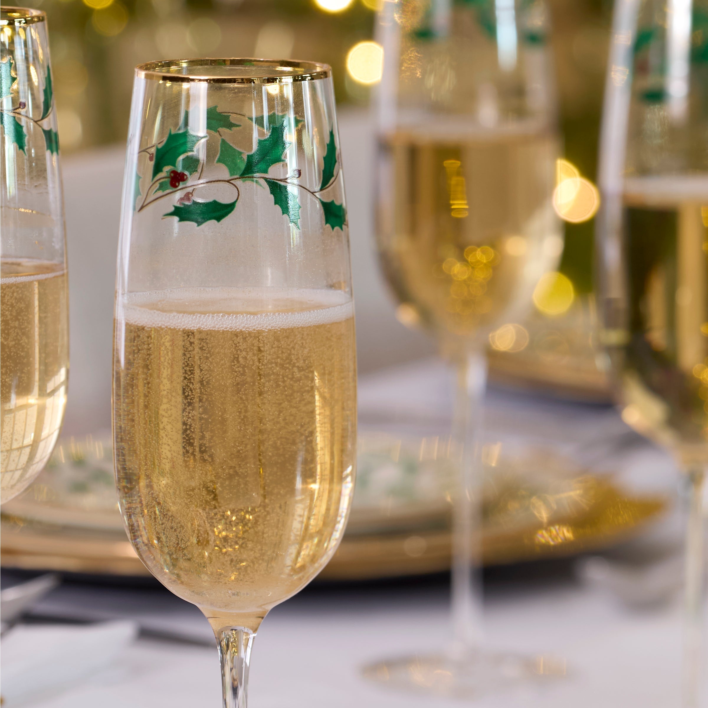 Lenox Westmore Holiday Decal Flute Glasses, Set of 4 - Image 4