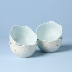 Lenox Westmore Butterfly Meadow Floral Blue Dessert Bowls, Set of 4